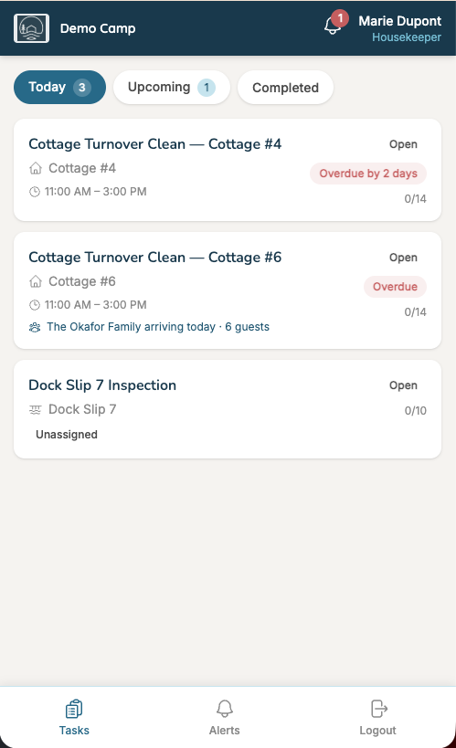 Staff Task List (Mobile)