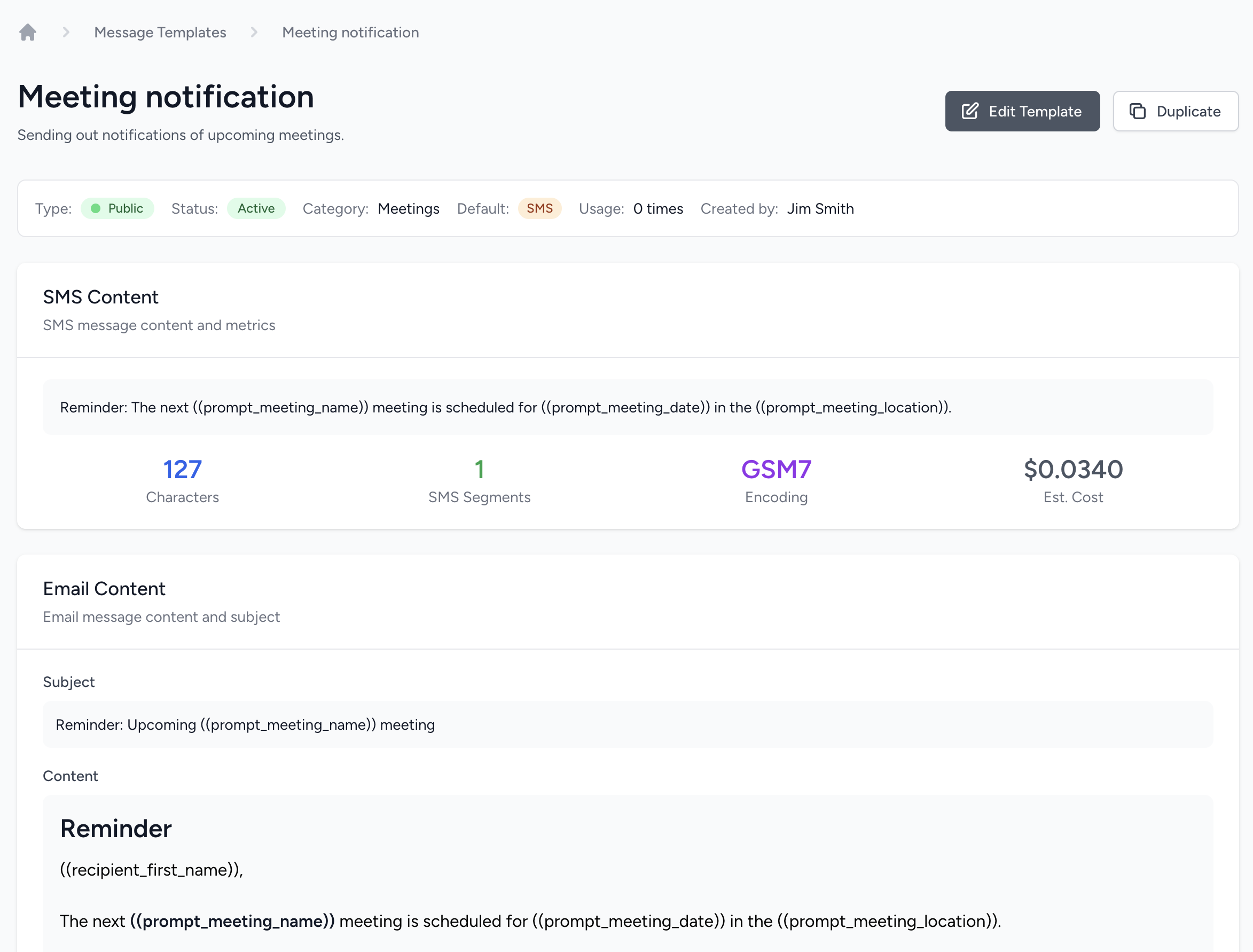Message Template Editor